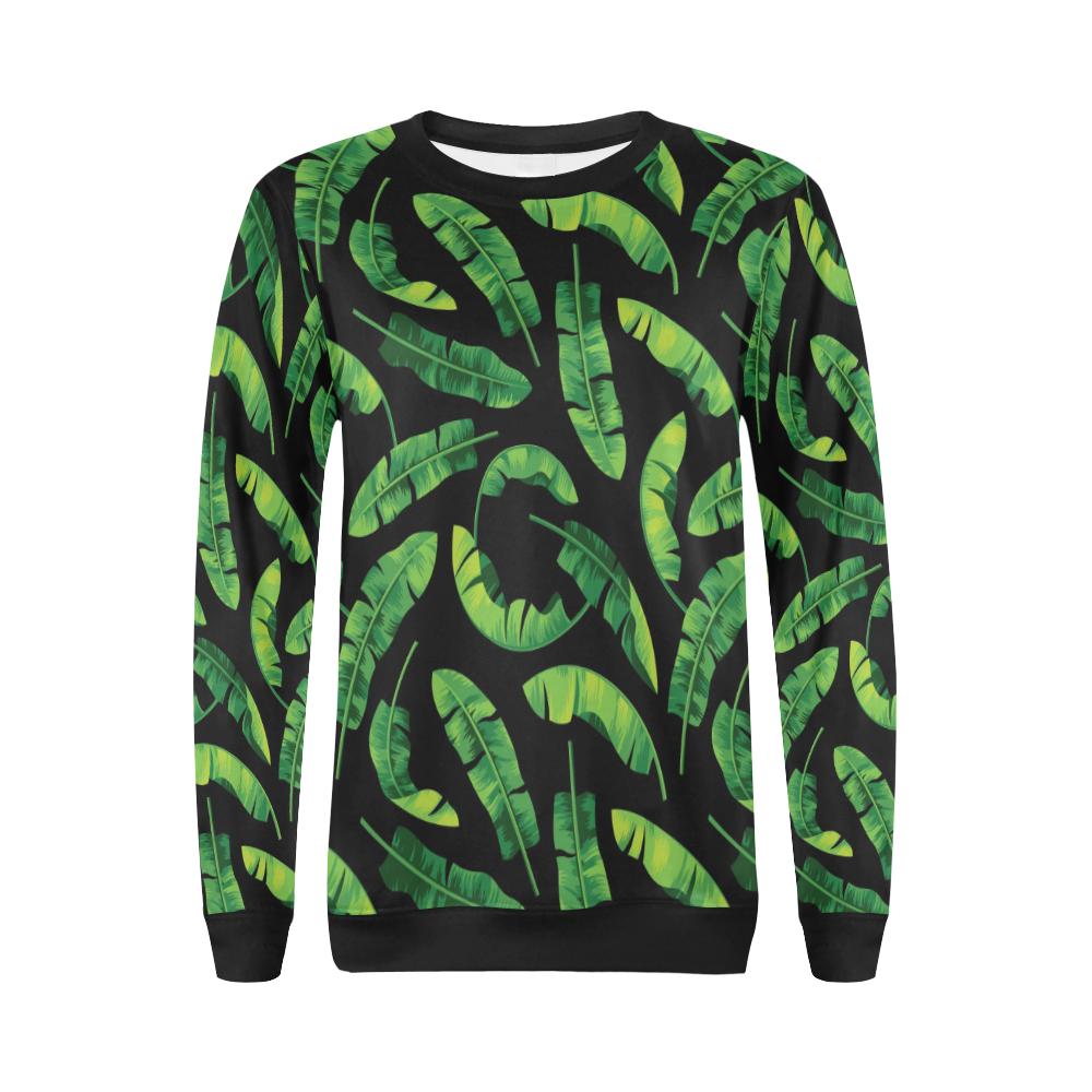 Banana Leaf Pattern Print Design BL02 Women Long Sleeve Sweatshirt-JorJune