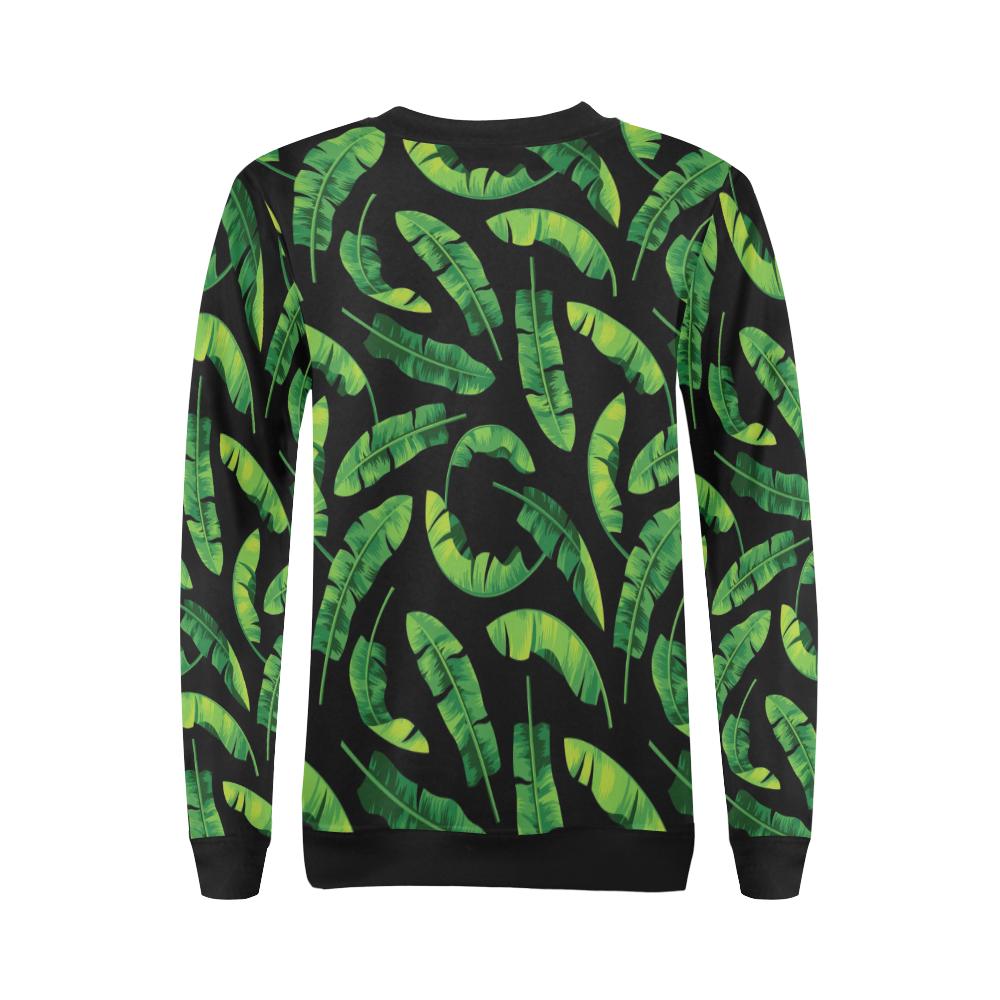 Banana Leaf Pattern Print Design BL02 Women Long Sleeve Sweatshirt-JorJune