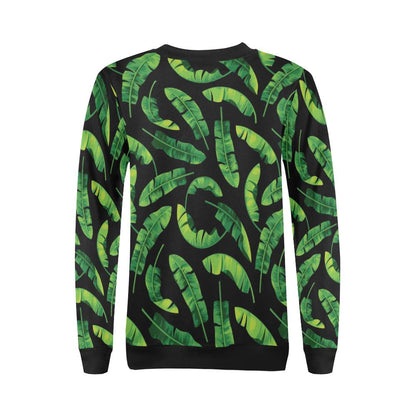 Banana Leaf Pattern Print Design BL02 Women Long Sleeve Sweatshirt-JorJune