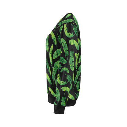 Banana Leaf Pattern Print Design BL02 Women Long Sleeve Sweatshirt-JorJune