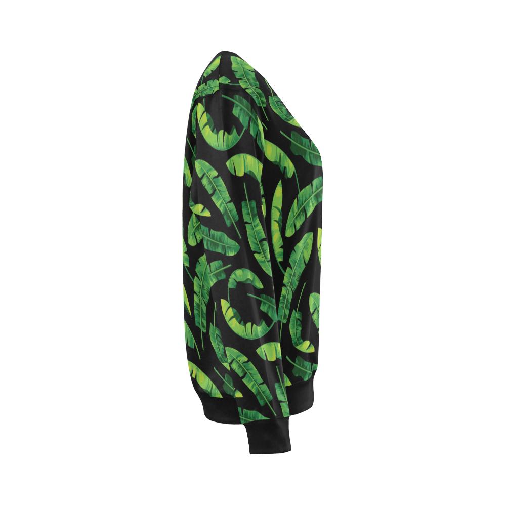 Banana Leaf Pattern Print Design BL02 Women Long Sleeve Sweatshirt-JorJune