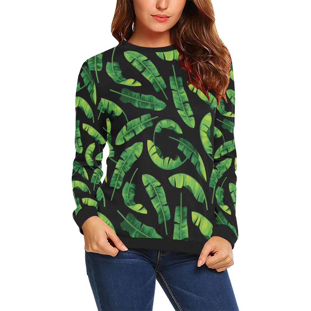 Banana Leaf Pattern Print Design BL02 Women Long Sleeve Sweatshirt-JorJune