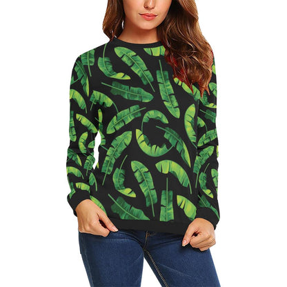 Banana Leaf Pattern Print Design BL02 Women Long Sleeve Sweatshirt-JorJune