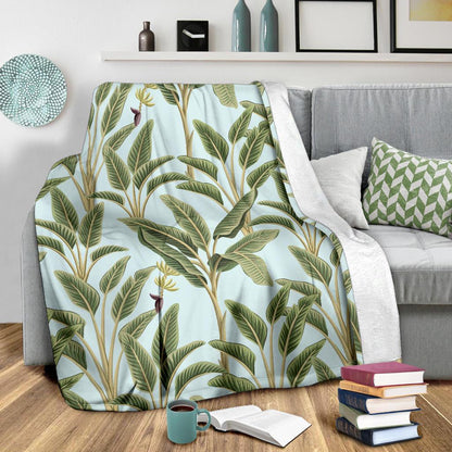 Banana Leaf Pattern Print Design BL03 Fleece Blankete