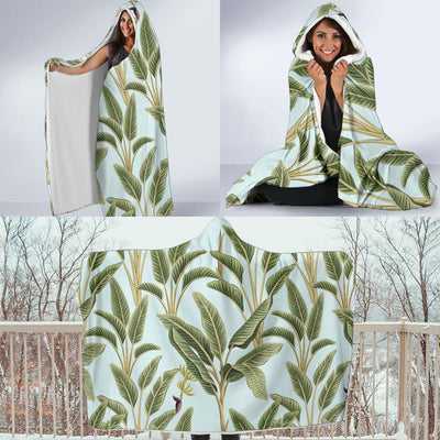 Banana Leaf Pattern Print Design BL03 Hooded Blanket-JORJUNE.COM