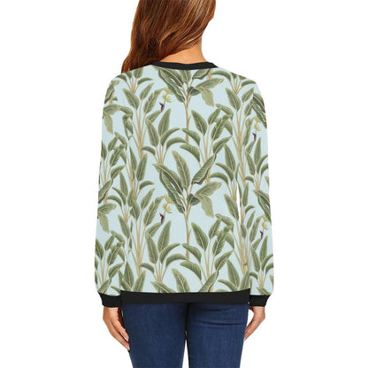 Banana Leaf Pattern Print Design BL03 Women Long Sleeve Sweatshirt-JorJune
