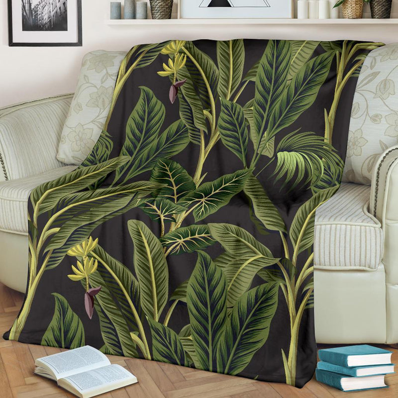 Banana Leaf Pattern Print Design BL04 Fleece Blankete