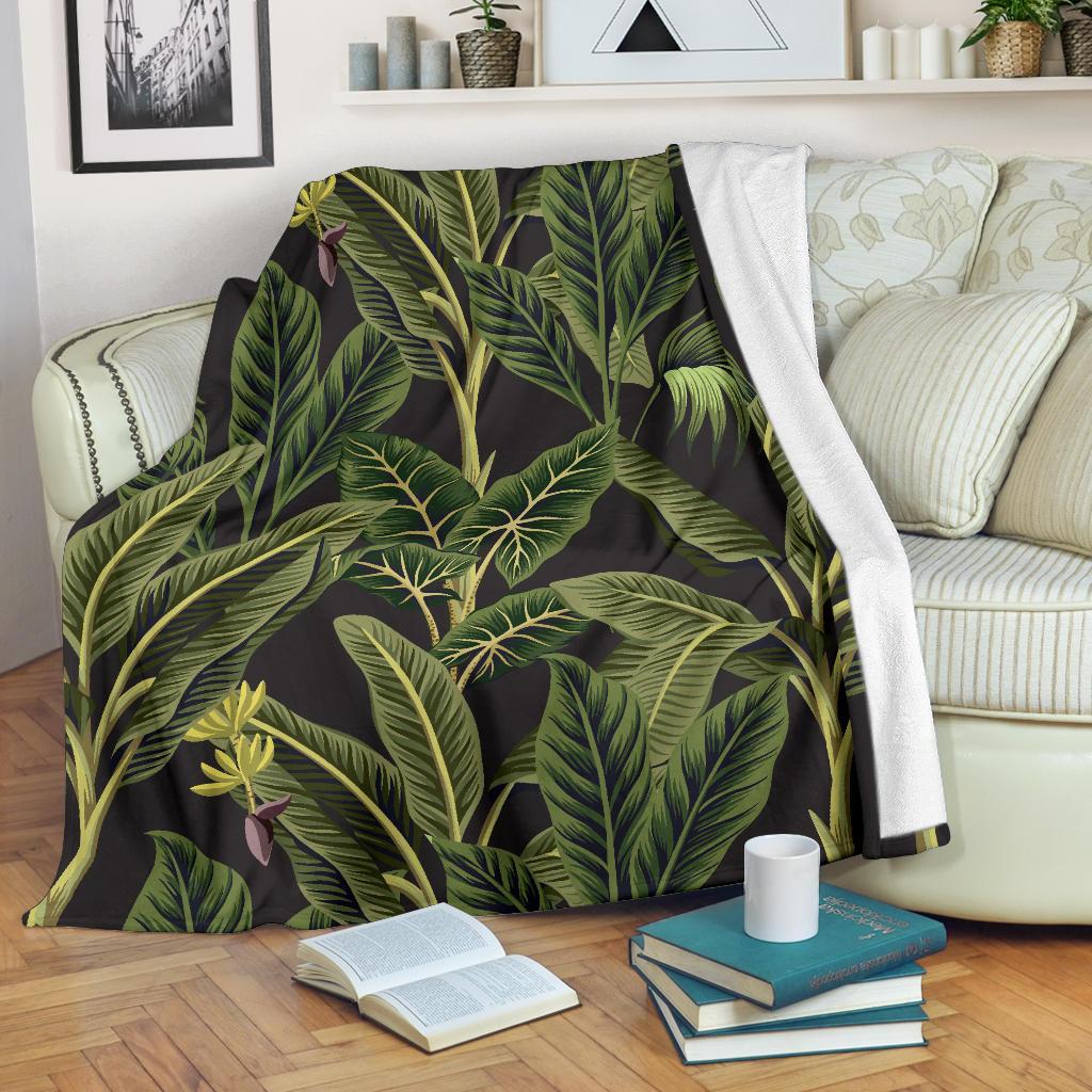 Banana Leaf Pattern Print Design BL04 Fleece Blankete