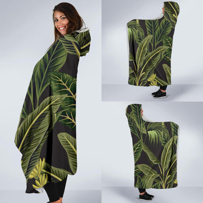 Banana Leaf Pattern Print Design BL04 Hooded Blanket-JORJUNE.COM