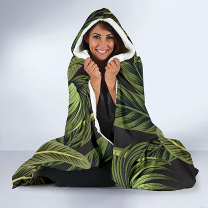 Banana Leaf Pattern Print Design BL04 Hooded Blanket-JORJUNE.COM