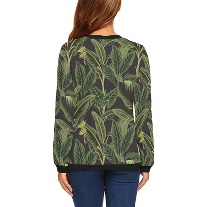 Banana Leaf Pattern Print Design BL04 Women Long Sleeve Sweatshirt-JorJune