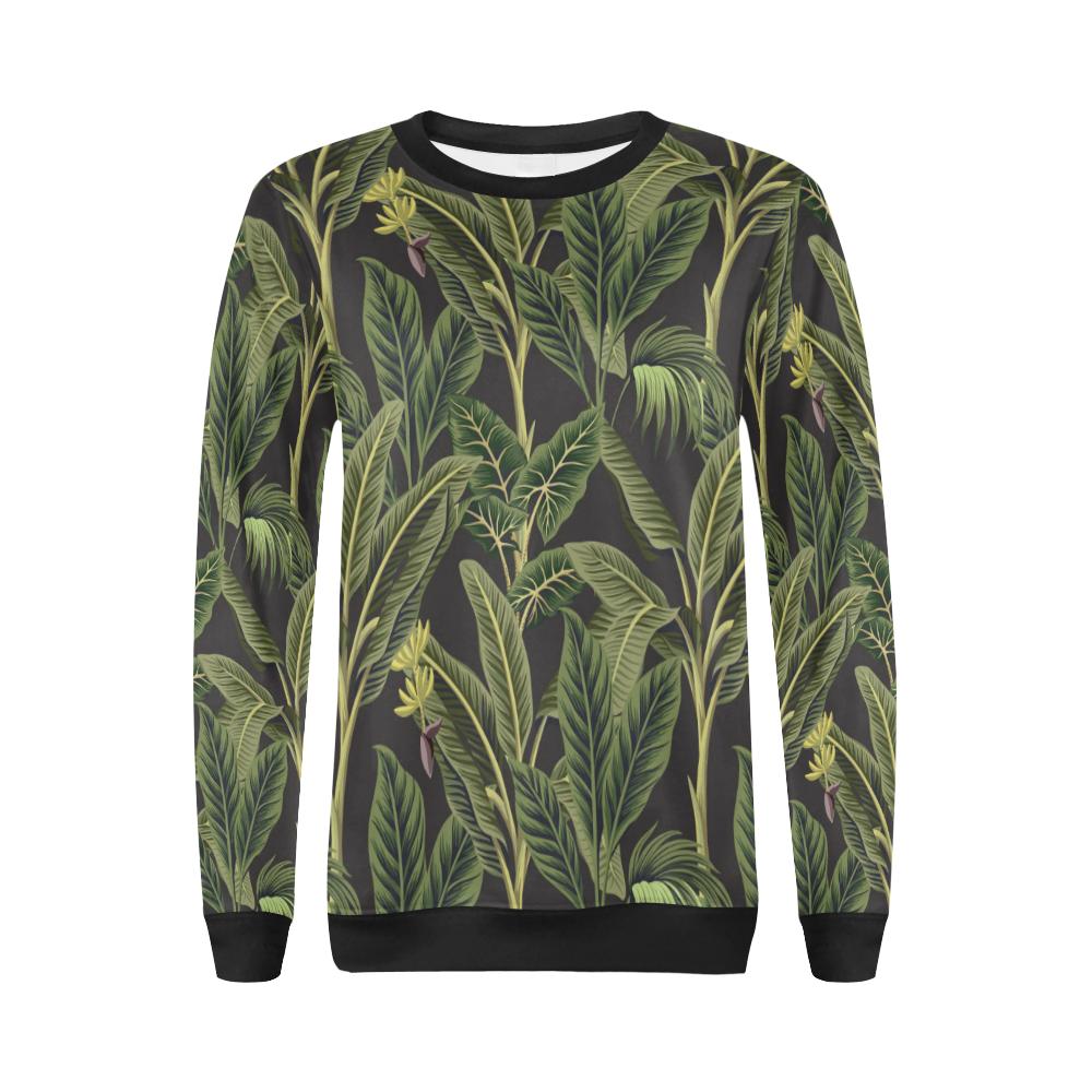 Banana Leaf Pattern Print Design BL04 Women Long Sleeve Sweatshirt-JorJune