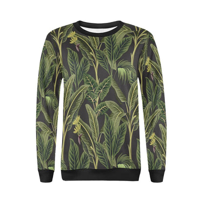 Banana Leaf Pattern Print Design BL04 Women Long Sleeve Sweatshirt-JorJune