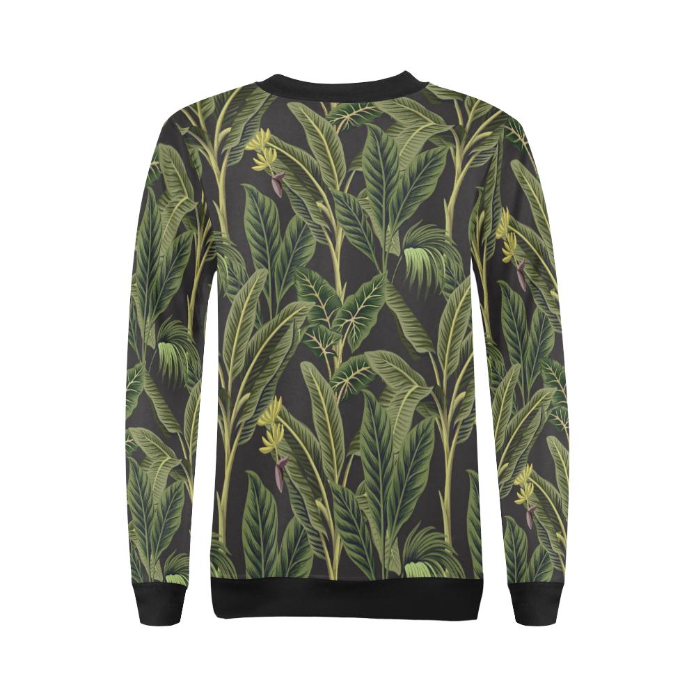 Banana Leaf Pattern Print Design BL04 Women Long Sleeve Sweatshirt-JorJune