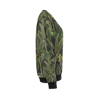 Banana Leaf Pattern Print Design BL04 Women Long Sleeve Sweatshirt-JorJune