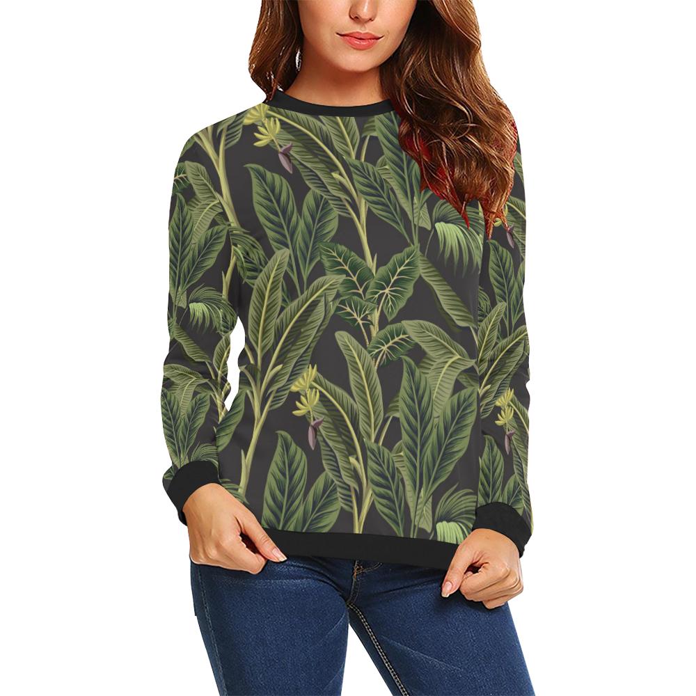 Banana Leaf Pattern Print Design BL04 Women Long Sleeve Sweatshirt-JorJune