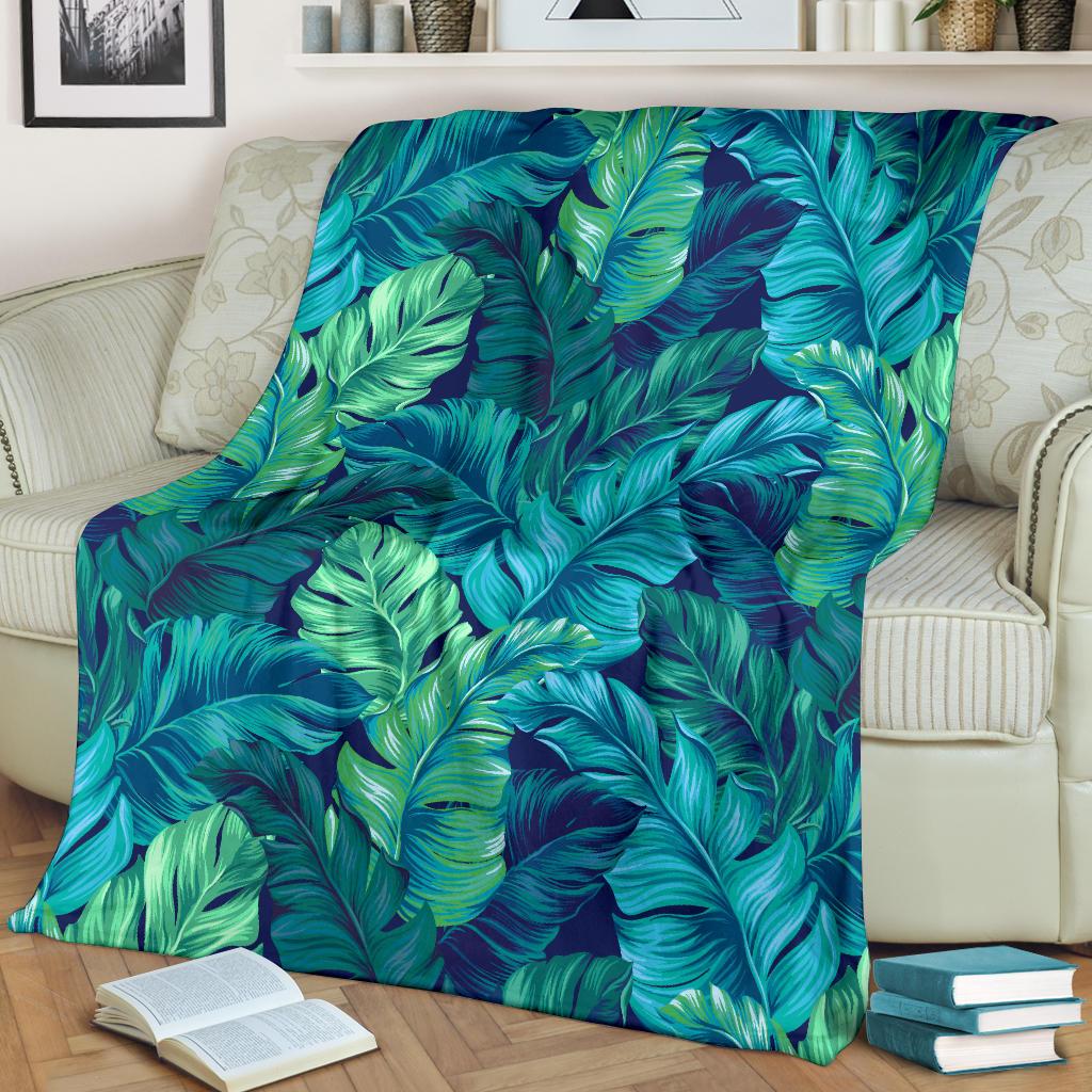 Banana Leaf Pattern Print Design BL05 Fleece Blankete