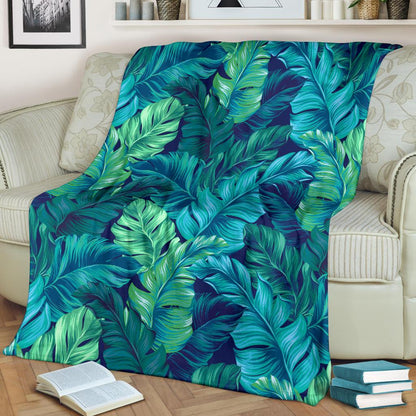 Banana Leaf Pattern Print Design BL05 Fleece Blankete