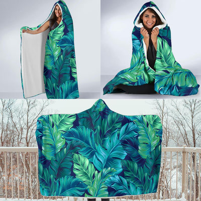 Banana Leaf Pattern Print Design BL05 Hooded Blanket-JORJUNE.COM