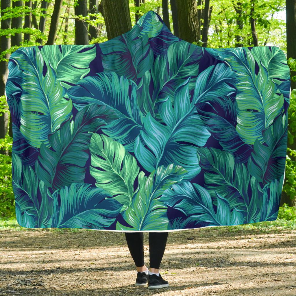 Banana Leaf Pattern Print Design BL05 Hooded Blanket-JORJUNE.COM