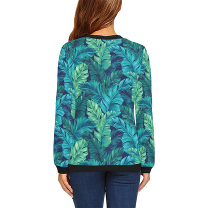 Banana Leaf Pattern Print Design BL05 Women Long Sleeve Sweatshirt-JorJune