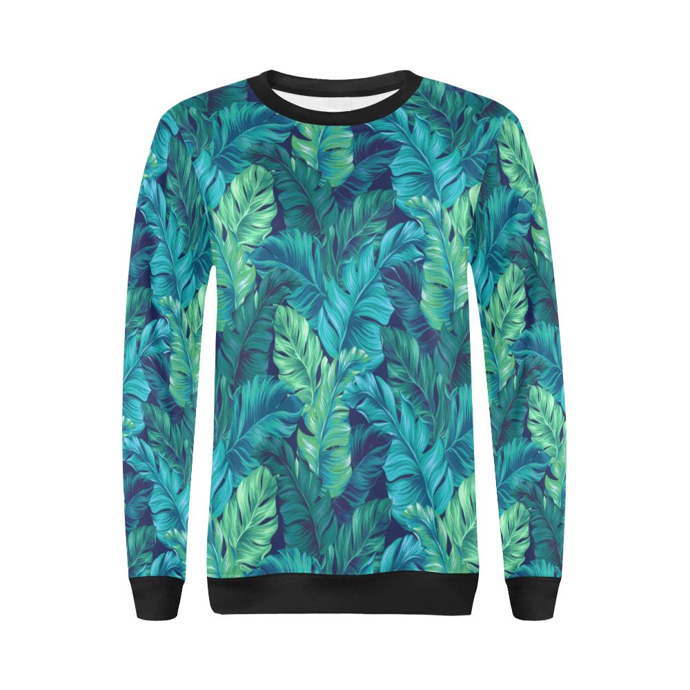 Banana Leaf Pattern Print Design BL05 Women Long Sleeve Sweatshirt-JorJune