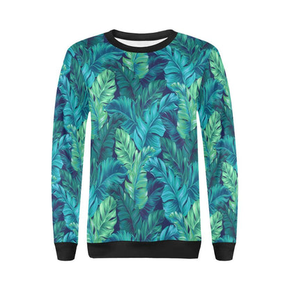 Banana Leaf Pattern Print Design BL05 Women Long Sleeve Sweatshirt-JorJune
