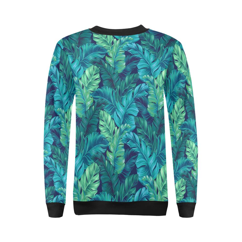Banana Leaf Pattern Print Design BL05 Women Long Sleeve Sweatshirt-JorJune