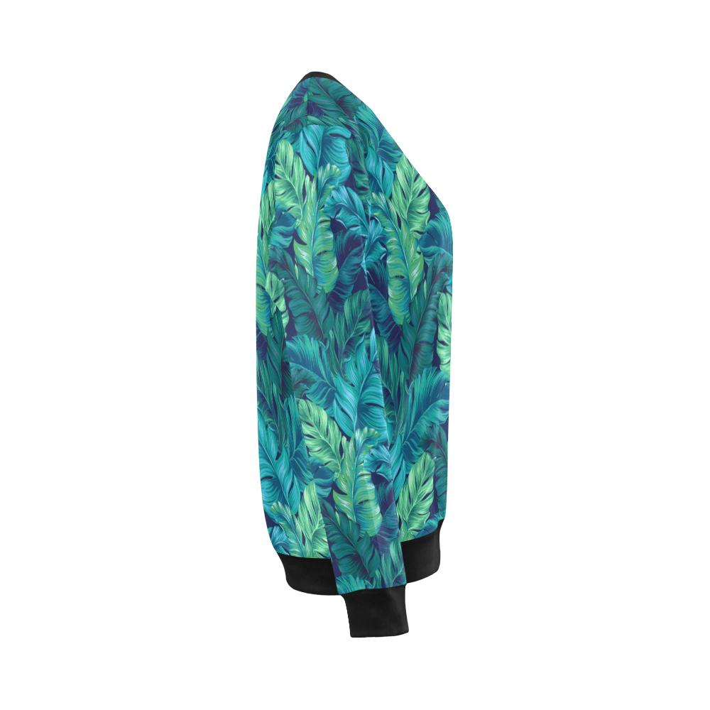 Banana Leaf Pattern Print Design BL05 Women Long Sleeve Sweatshirt-JorJune