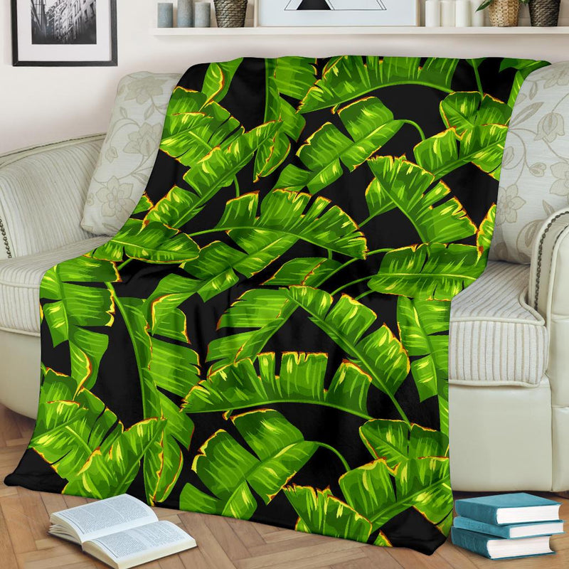 Banana Leaf Pattern Print Design BL06 Fleece Blankete