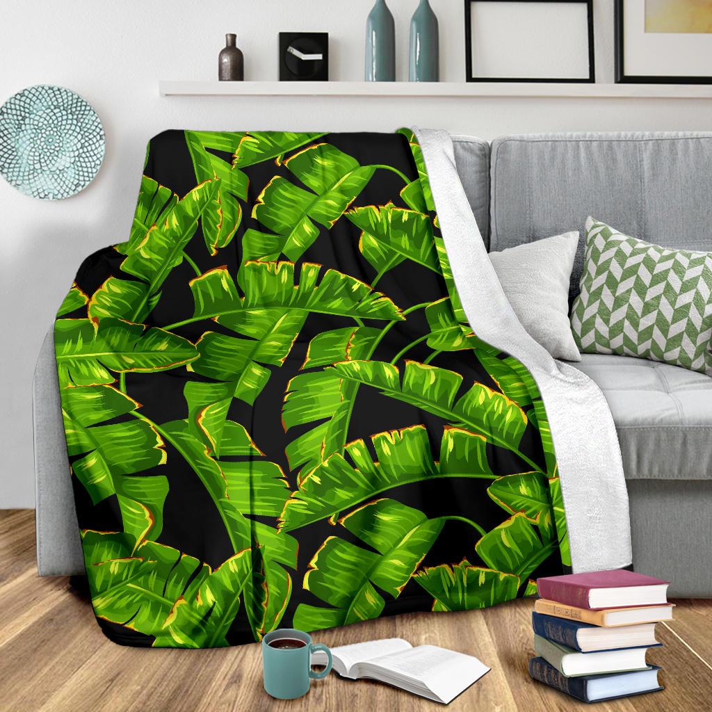 Banana Leaf Pattern Print Design BL06 Fleece Blankete