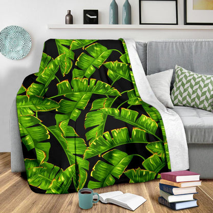 Banana Leaf Pattern Print Design BL06 Fleece Blankete