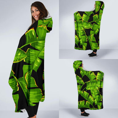 Banana Leaf Pattern Print Design BL06 Hooded Blanket-JORJUNE.COM