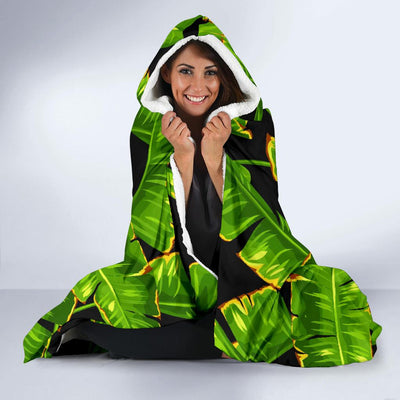 Banana Leaf Pattern Print Design BL06 Hooded Blanket-JORJUNE.COM