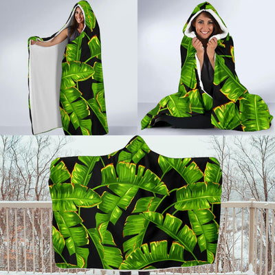 Banana Leaf Pattern Print Design BL06 Hooded Blanket-JORJUNE.COM