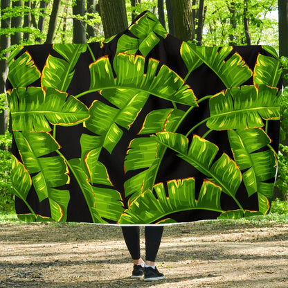 Banana Leaf Pattern Print Design BL06 Hooded Blanket-JORJUNE.COM
