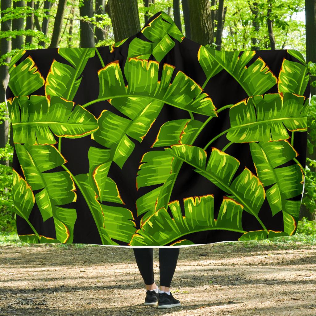 Banana Leaf Pattern Print Design BL06 Hooded Blanket-JORJUNE.COM