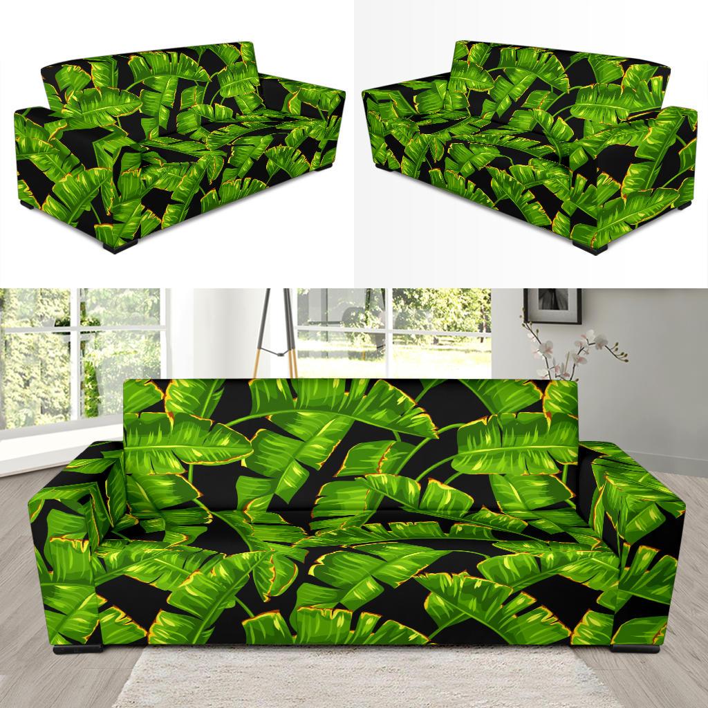 Banana Leaf Pattern Print Design BL06 Sofa Slipcover-JORJUNE.COM
