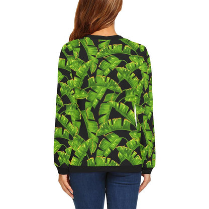 Banana Leaf Pattern Print Design BL06 Women Long Sleeve Sweatshirt-JorJune