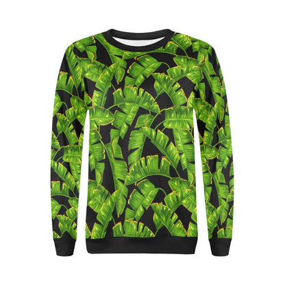 Banana Leaf Pattern Print Design BL06 Women Long Sleeve Sweatshirt-JorJune