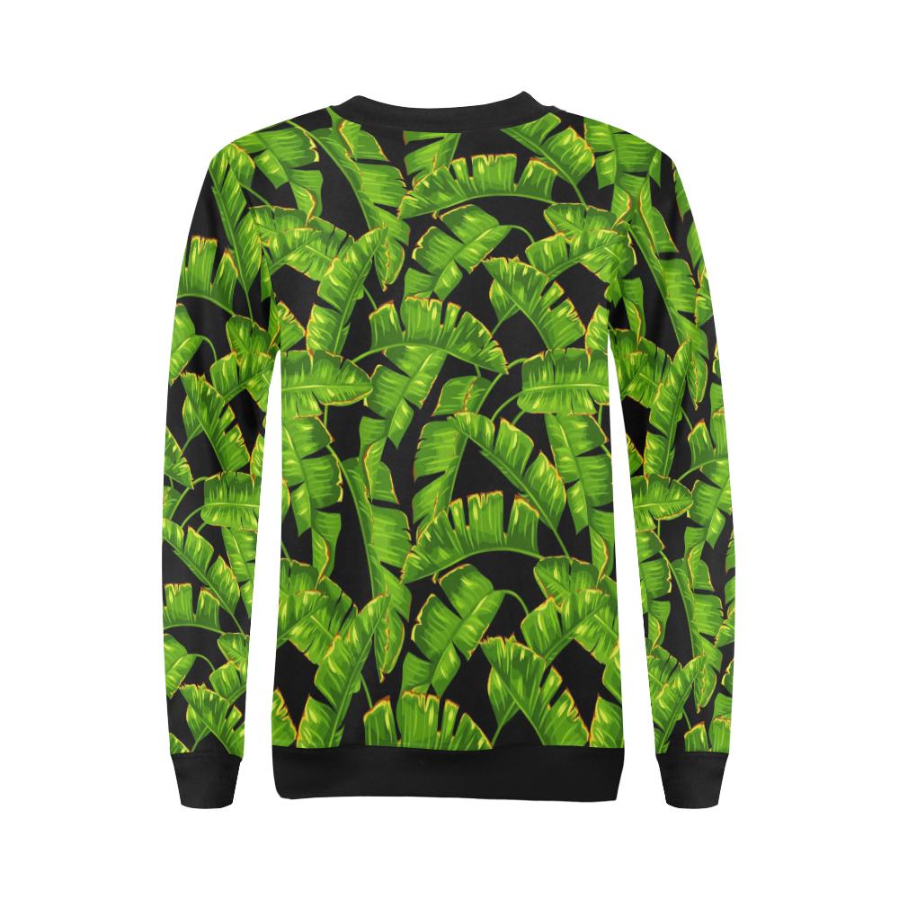 Banana Leaf Pattern Print Design BL06 Women Long Sleeve Sweatshirt-JorJune