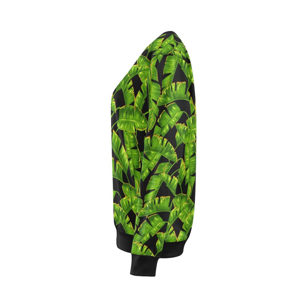 Banana Leaf Pattern Print Design BL06 Women Long Sleeve Sweatshirt-JorJune