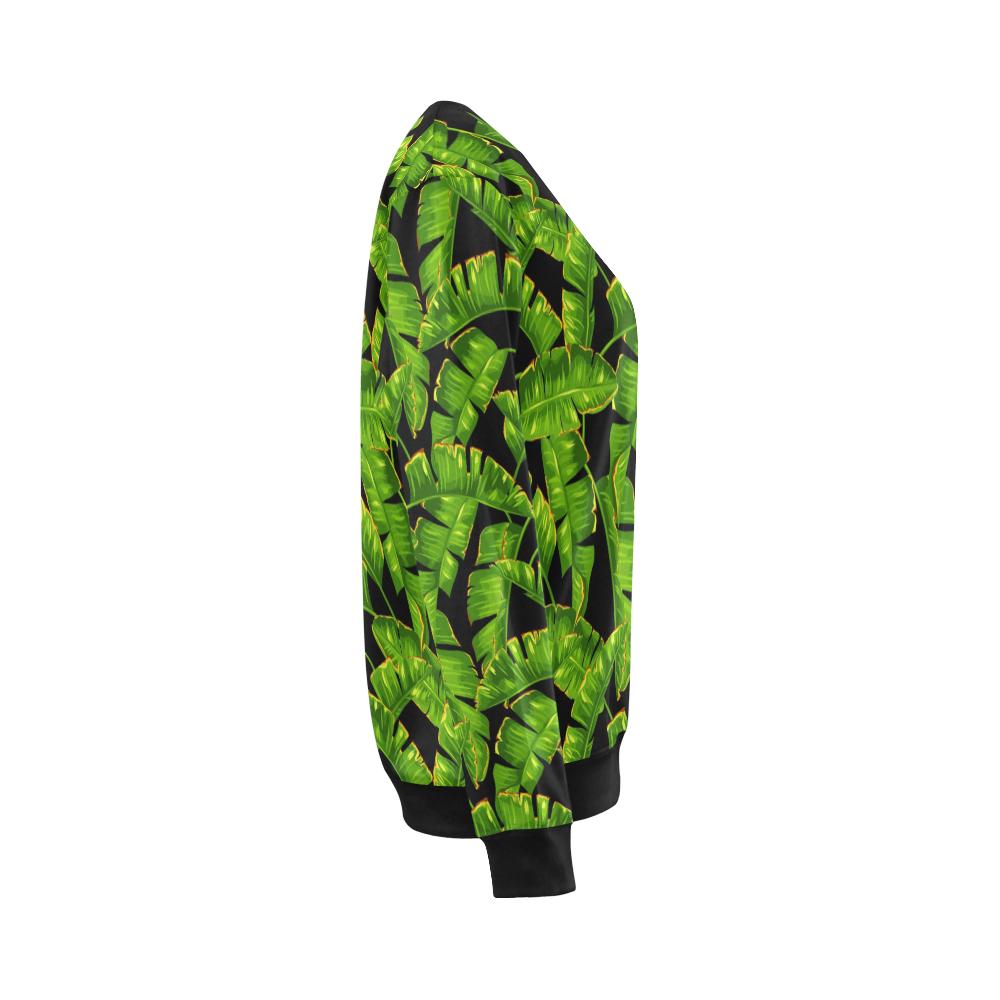 Banana Leaf Pattern Print Design BL06 Women Long Sleeve Sweatshirt-JorJune