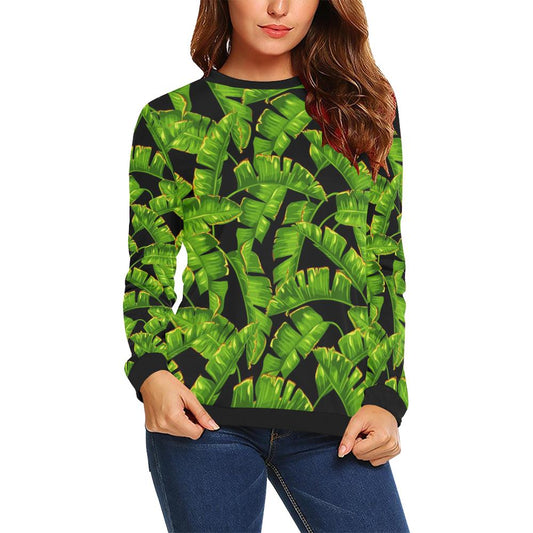 Banana Leaf Pattern Print Design BL06 Women Long Sleeve Sweatshirt-JorJune