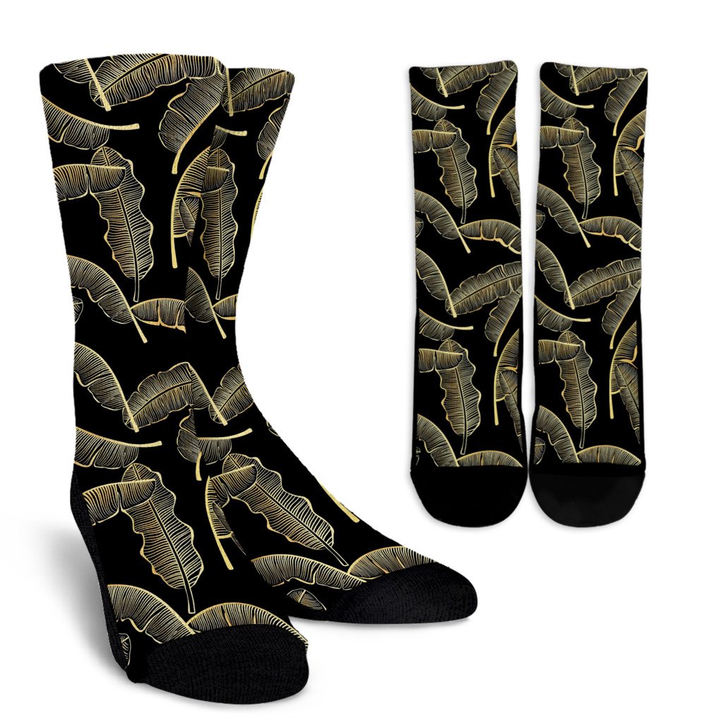 Banana Leaf Pattern Print Design BL07 Crew Socks-JORJUNE.COM