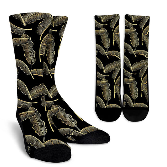 Banana Leaf Pattern Print Design BL07 Crew Socks-JORJUNE.COM