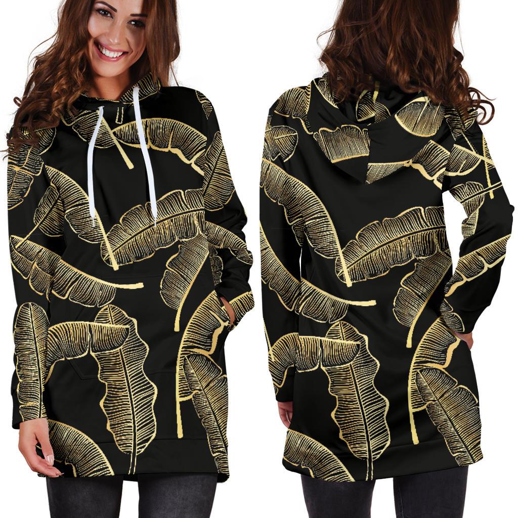 Banana Leaf Pattern Print Design BL07 Women Hoodie Dress