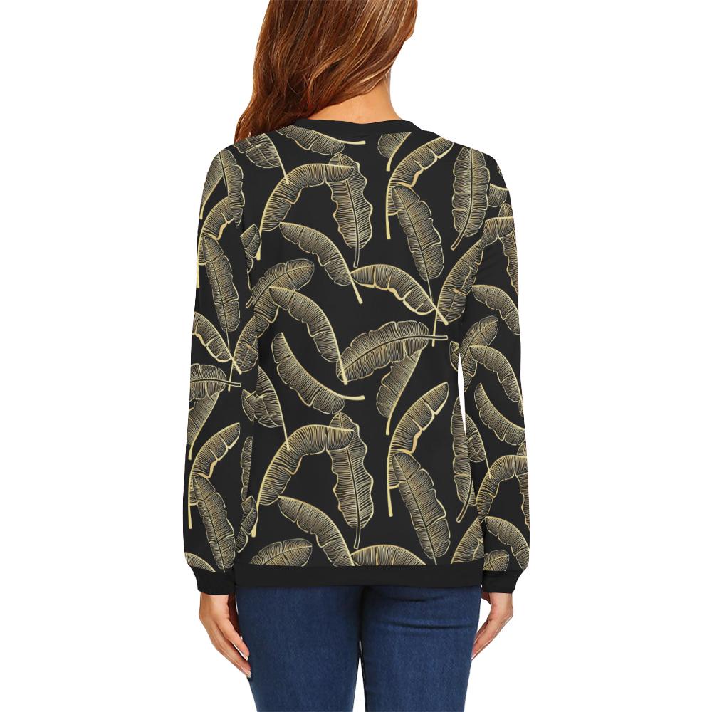 Banana Leaf Pattern Print Design BL07 Women Long Sleeve Sweatshirt-JorJune