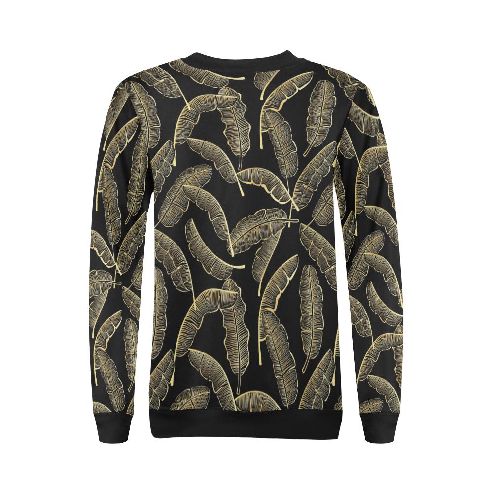 Banana Leaf Pattern Print Design BL07 Women Long Sleeve Sweatshirt-JorJune