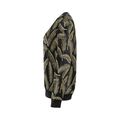 Banana Leaf Pattern Print Design BL07 Women Long Sleeve Sweatshirt-JorJune
